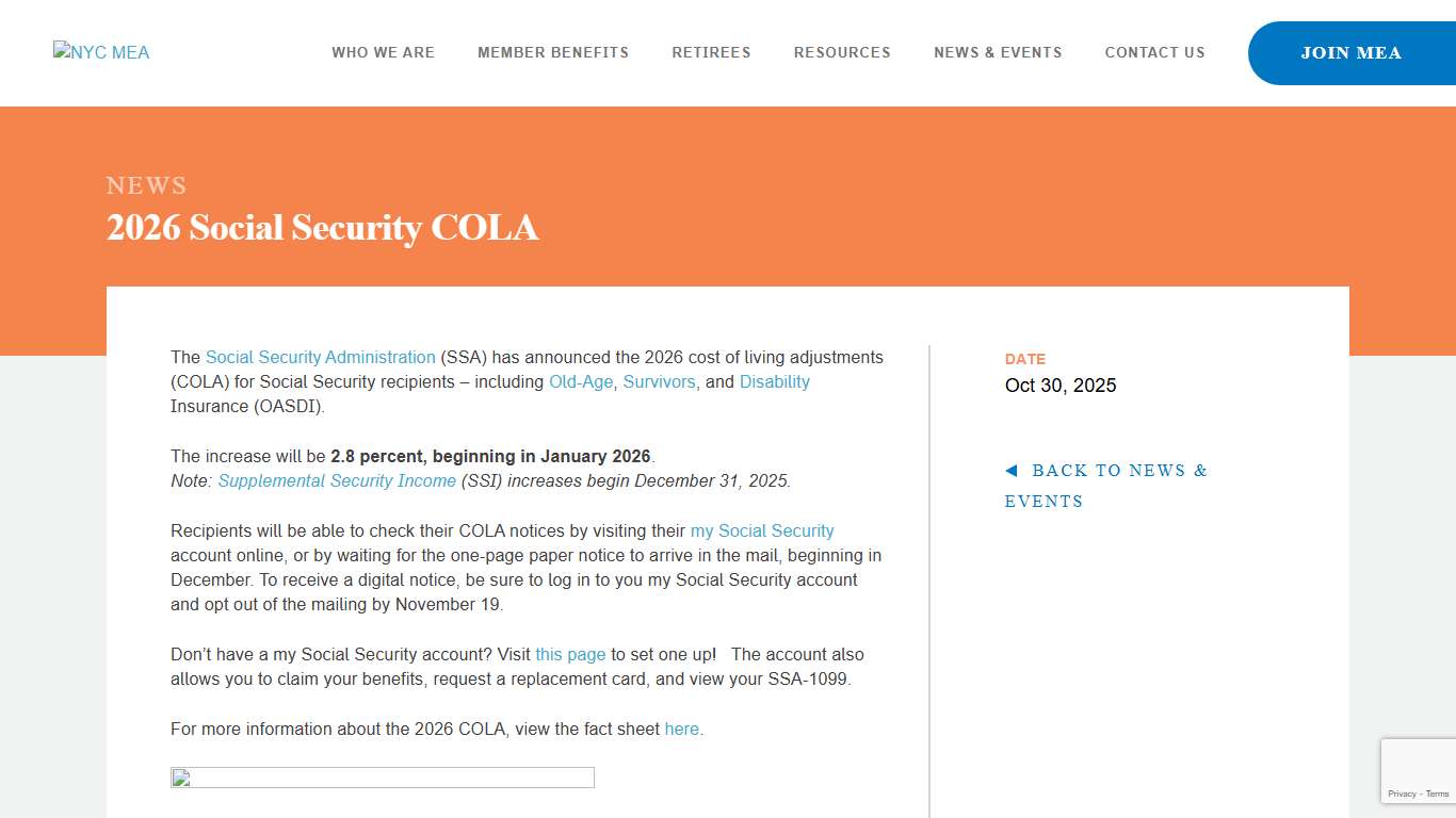 2026 Social Security COLA - NYC MEA NYC Managerial Employees Association: The ONLY Advocates for Managers.