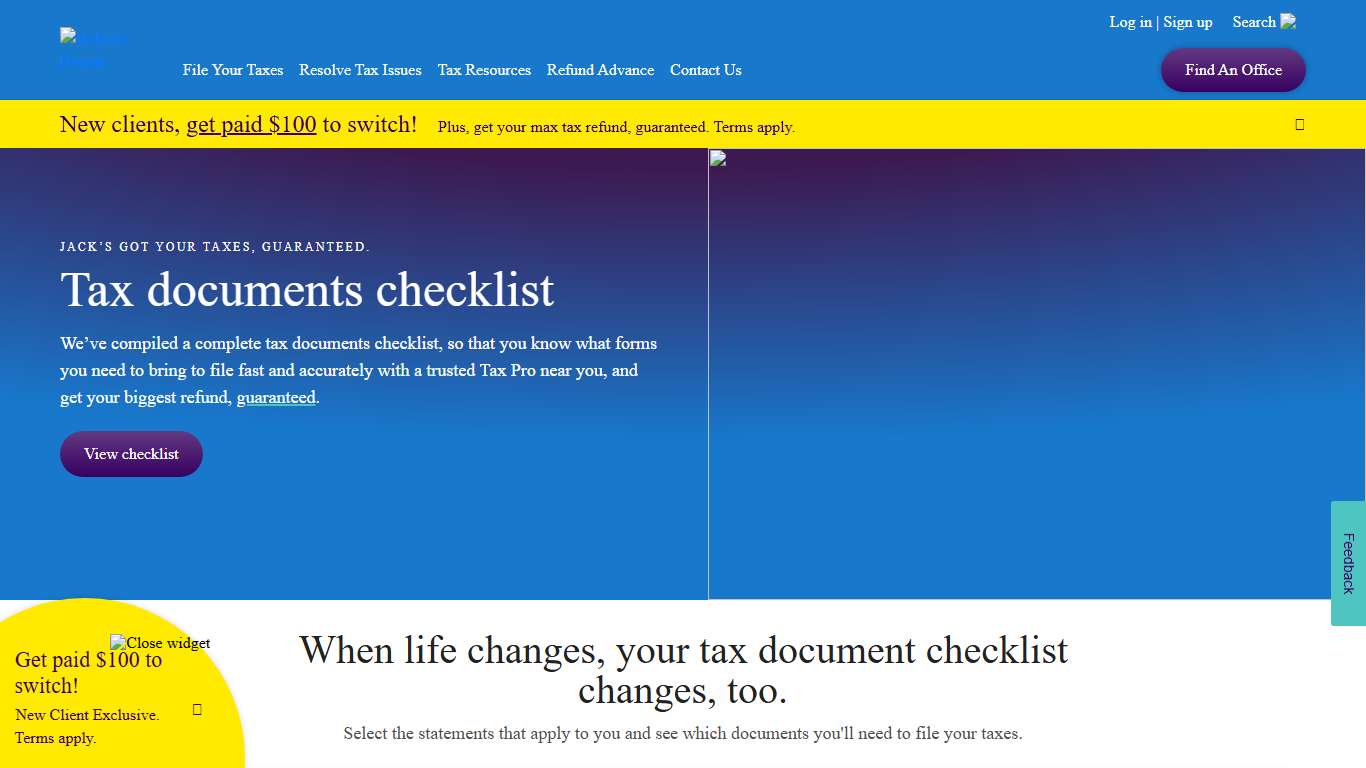 Tax Documents Checklist 2025 - 2026– Jackson Hewitt